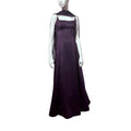 Plum Vintage A-Line Spaghetti Strap Floral Appliques Prom Dress With Streamer