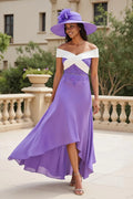 Beautiful Timeless Elegant Lilac Lace Asymmetric Backless Mother of the Bride Dress