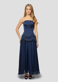 Refined Beautiful Timeless Special Occasion Elegant Navy Blue Lace Sleeveless Prom Dress