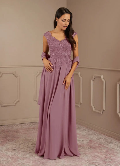 Sophisticated Graceful Elegant Black Chiffon A-Line V-Neck Mother of the Bride Dress