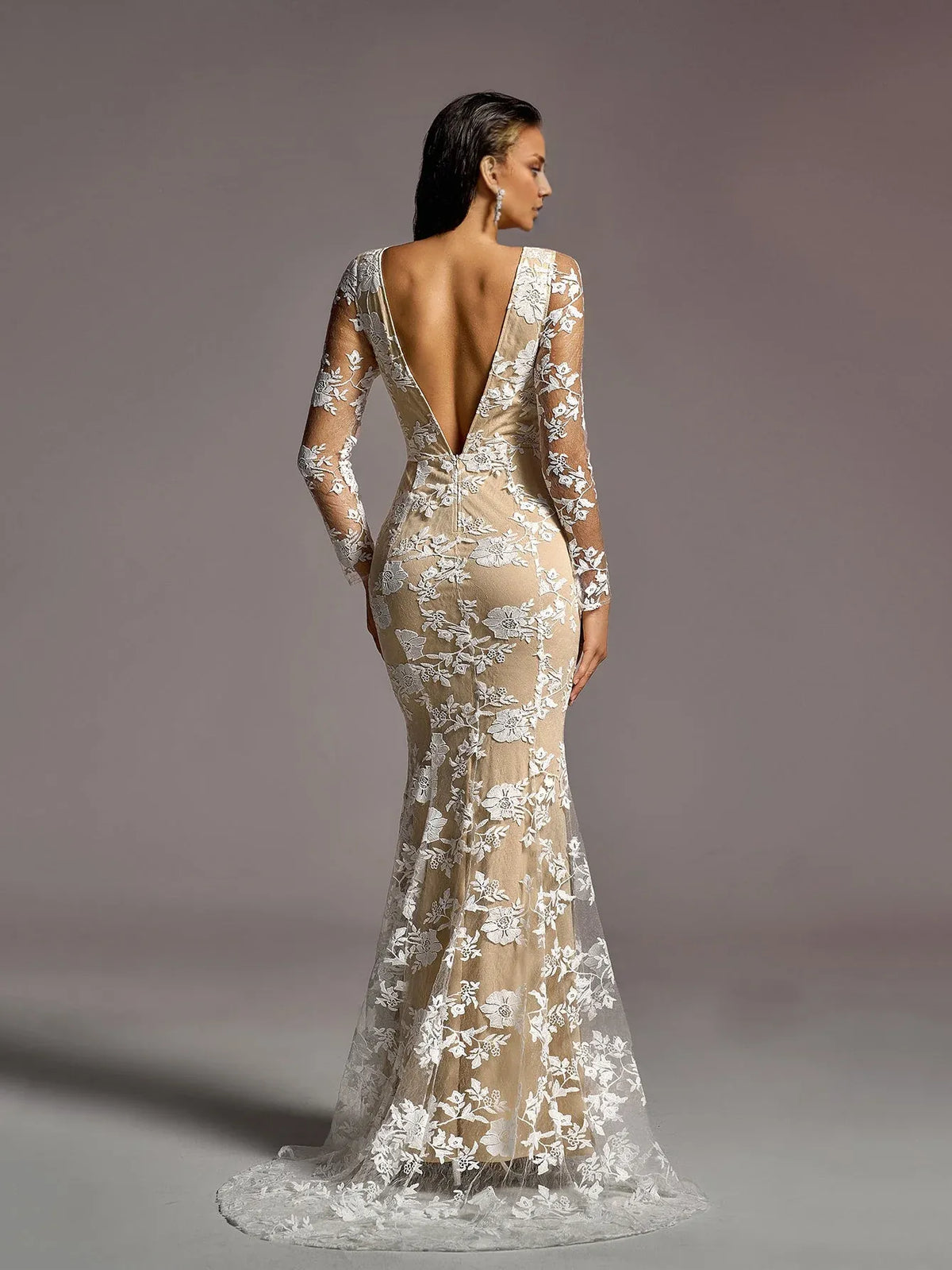 Timeless Special Occasion Sophisticated Graceful Elegant White Lace Mermaid Backless Wedding Dress