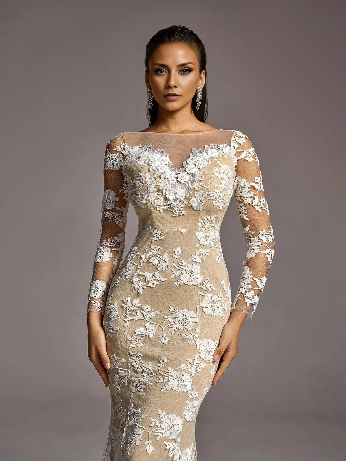 Timeless Special Occasion Sophisticated Graceful Elegant White Lace Mermaid Backless Wedding Dress