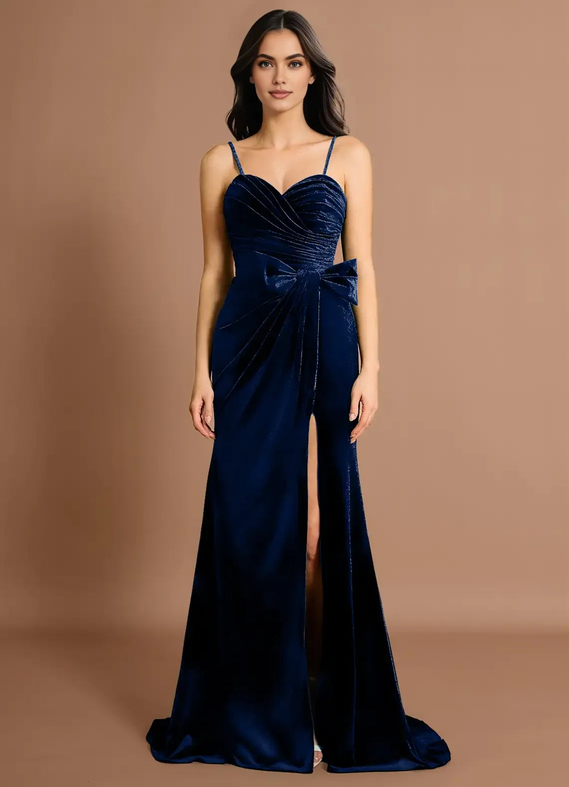Graceful Stylish Refined Beautiful Elegant Emerald Green Velvet Mermaid Sleeveless Evening Dress