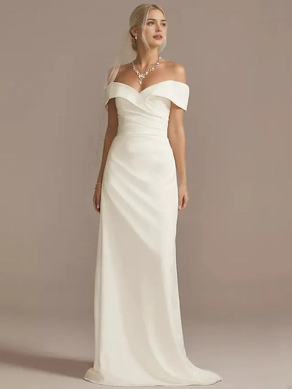 Elegant Red A-Line Sweetheart Cap-Sleeve Classic-Back Floor-Length Wedding Dress