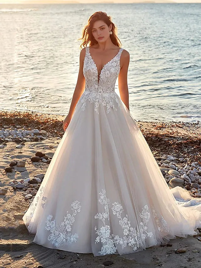 Wedding Dresses Ball Gown V Neck Off Shoulder Spaghetti Strap Chapel Train Bridal Gowns With Pleats Ruched