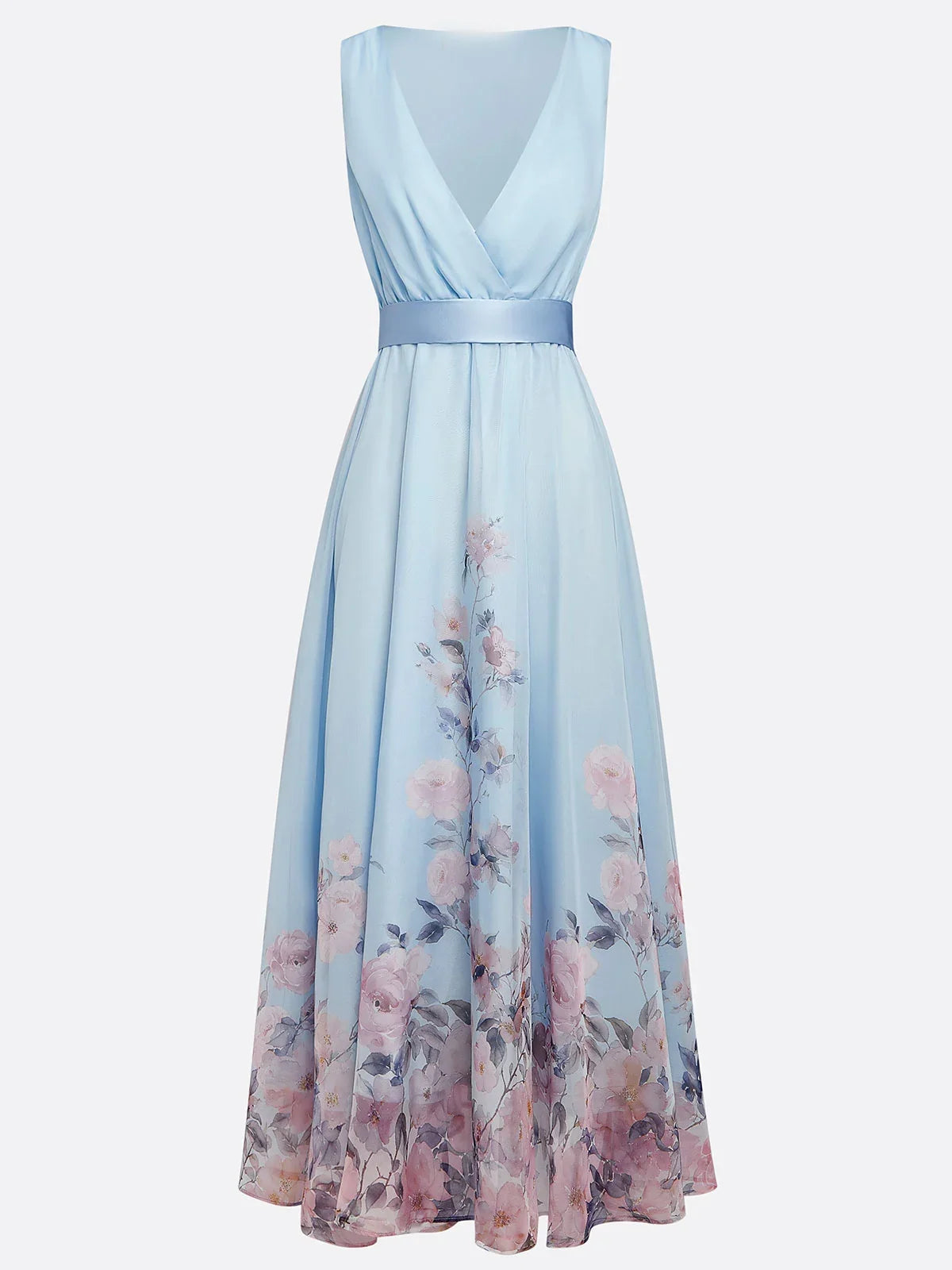 Special Occasion Sophisticated Graceful Stylish Elegant Light Blue Chiffon A-Line Sleeveless Prom Dress