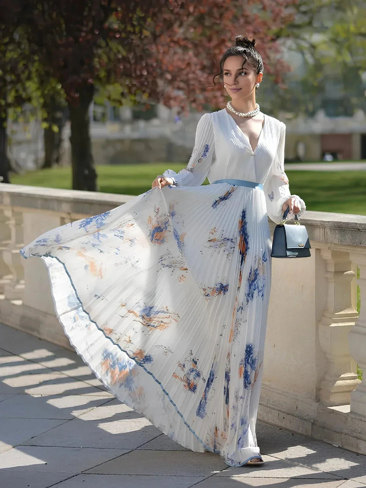 Beautiful Timeless Special Occasion Elegant White Chiffon A-Line Pleated Long Prom Dress