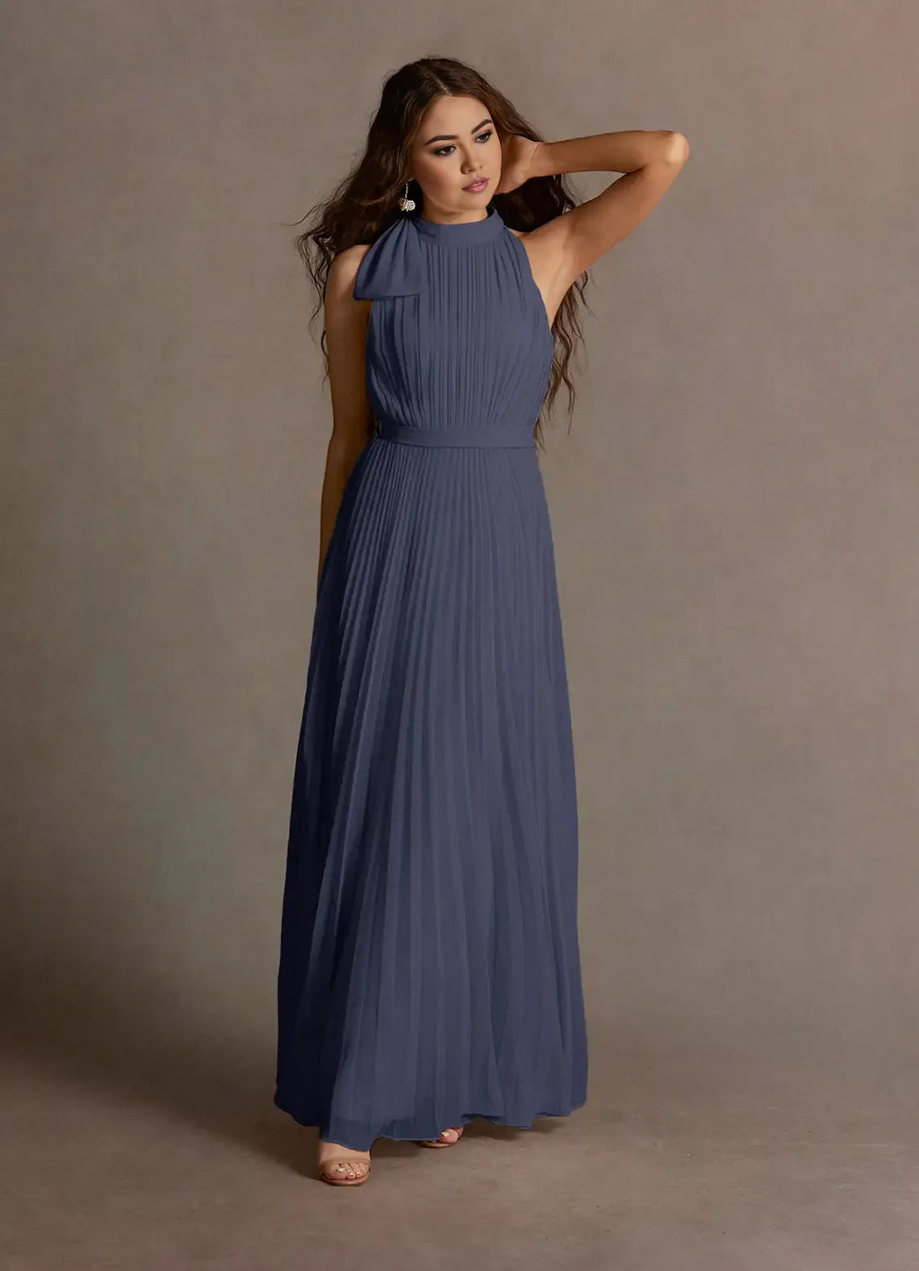 Special Occasion Sophisticated Graceful Elegant Blue Chiffon A-Line Halter Sleeveless Prom Dress