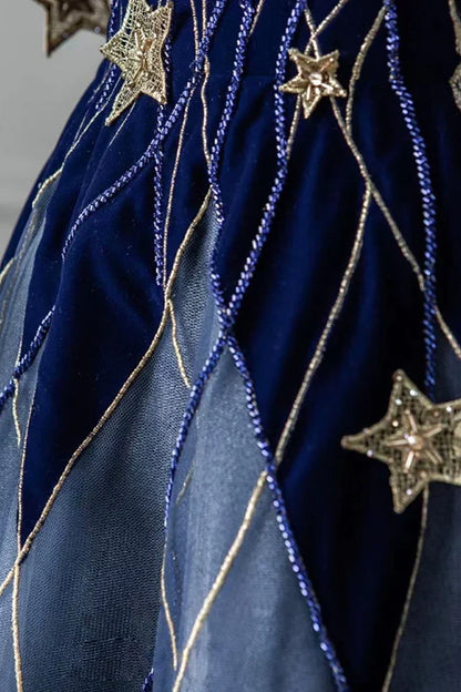 Timeless Special Occasion Elegant Navy Blue A-Line Spaghetti Strap Long Prom Dress