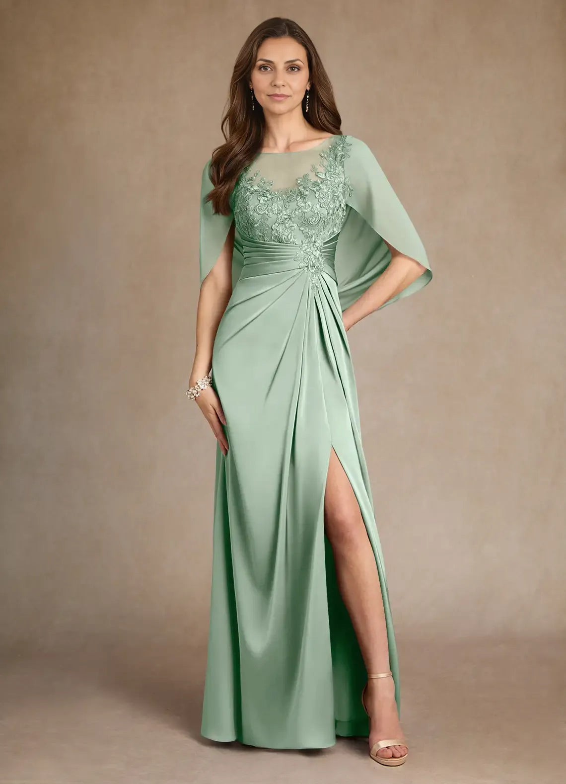 Special Occasion Sophisticated Graceful Elegant Lace A-Line Pleated Mother of the Bride Dress