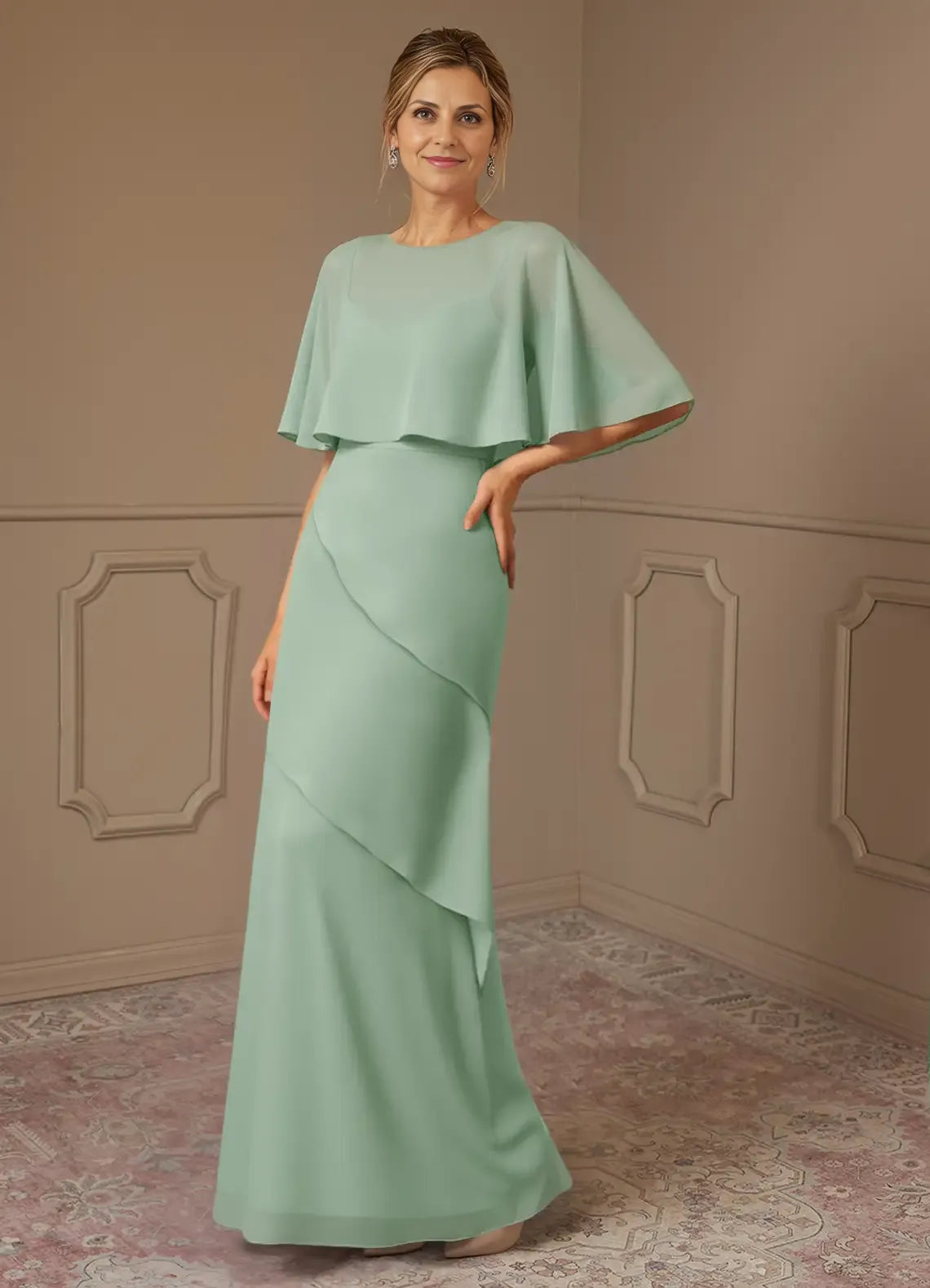 Stylish Refined Elegant Chiffon A-Line Scoop Neck Mother of the Bride Dress
