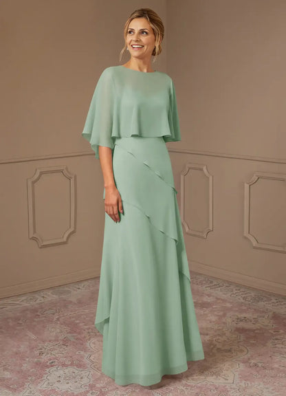 Stylish Refined Elegant Chiffon A-Line Scoop Neck Mother of the Bride Dress
