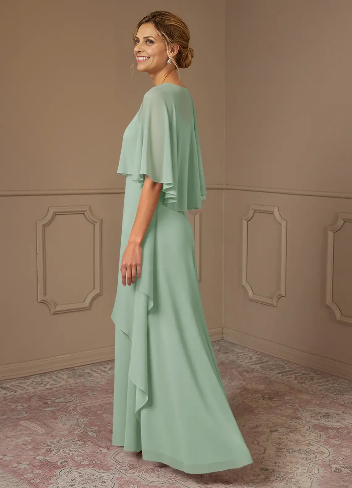 Stylish Refined Elegant Chiffon A-Line Scoop Neck Mother of the Bride Dress