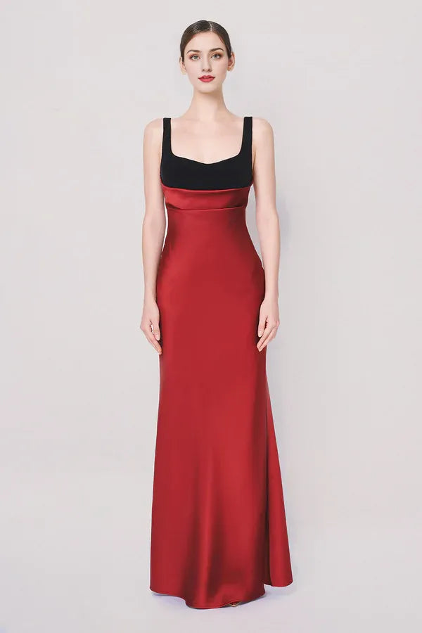 Graceful Stylish Refined Beautiful Timeless Elegant Red Satin A-Line Sleeveless Prom Dress