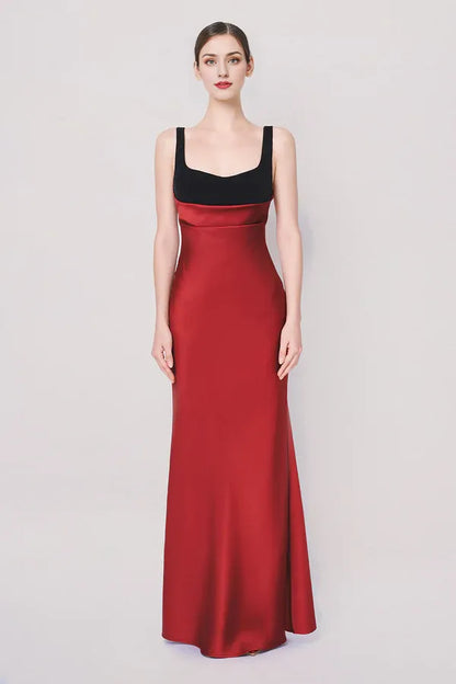Graceful Stylish Refined Beautiful Timeless Elegant Red Satin A-Line Sleeveless Prom Dress