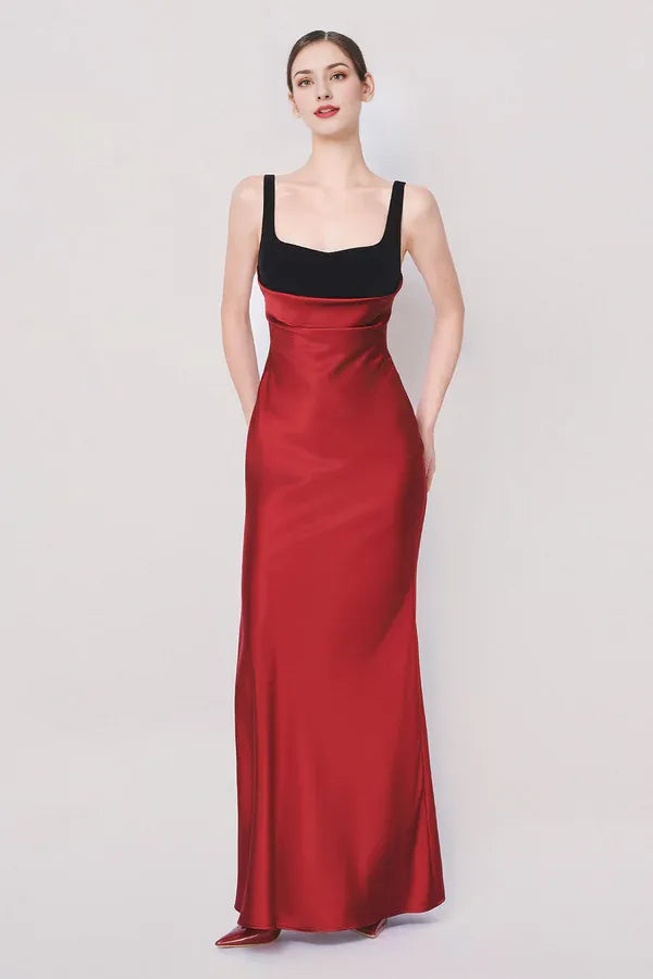 Graceful Stylish Refined Beautiful Timeless Elegant Red Satin A-Line Sleeveless Prom Dress