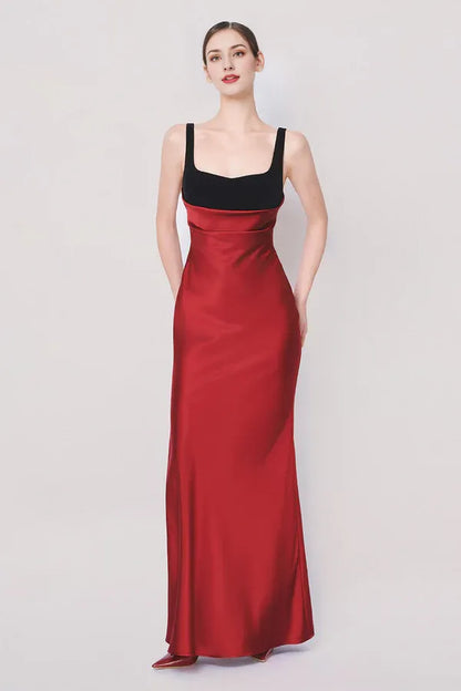 Graceful Stylish Refined Beautiful Timeless Elegant Red Satin A-Line Sleeveless Prom Dress