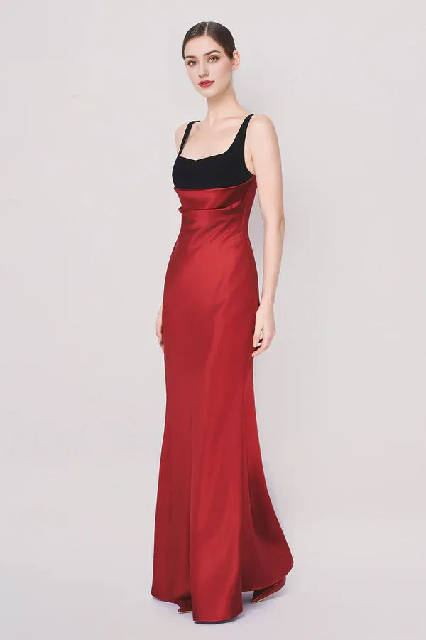 Graceful Stylish Refined Beautiful Timeless Elegant Red Satin A-Line Sleeveless Prom Dress