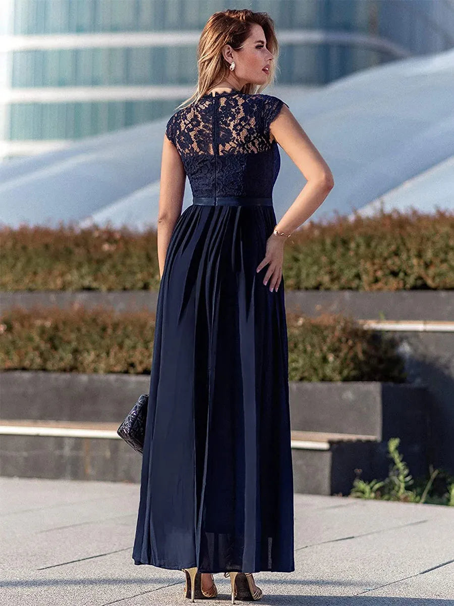 Sophisticated Graceful Stylish Refined Elegant Lace A-Line Mother of the Bride Dress