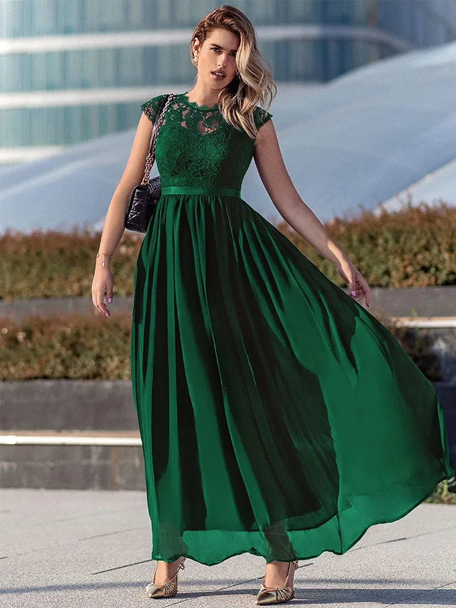 Sophisticated Graceful Stylish Refined Elegant Lace A-Line Mother of the Bride Dress