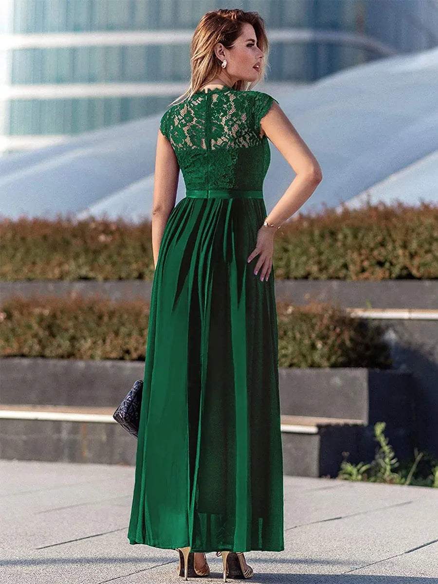 Sophisticated Graceful Stylish Refined Elegant Lace A-Line Mother of the Bride Dress