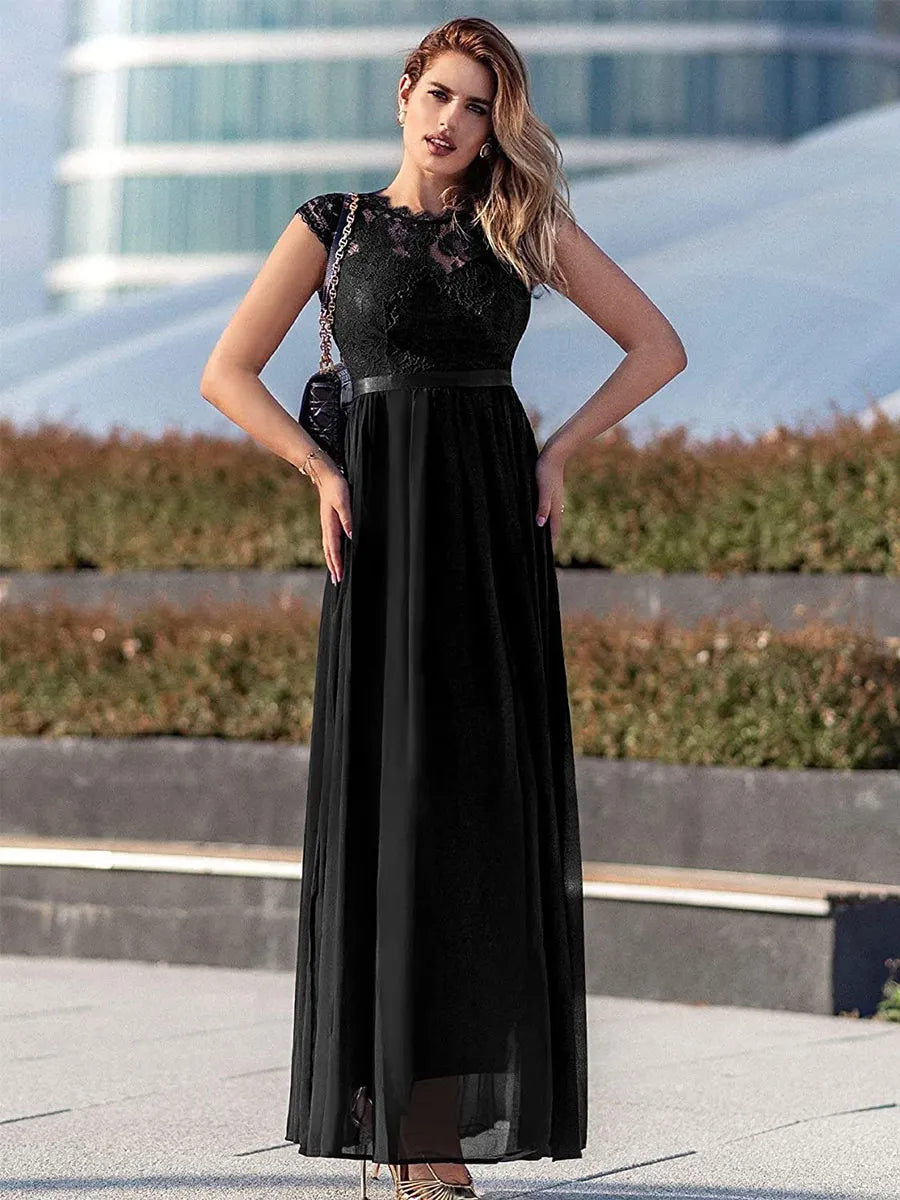 Sophisticated Graceful Stylish Refined Elegant Lace A-Line Mother of the Bride Dress