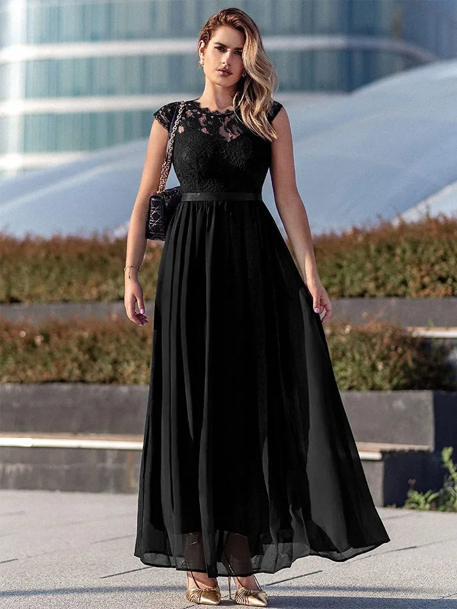 Sophisticated Graceful Stylish Refined Elegant Lace A-Line Mother of the Bride Dress