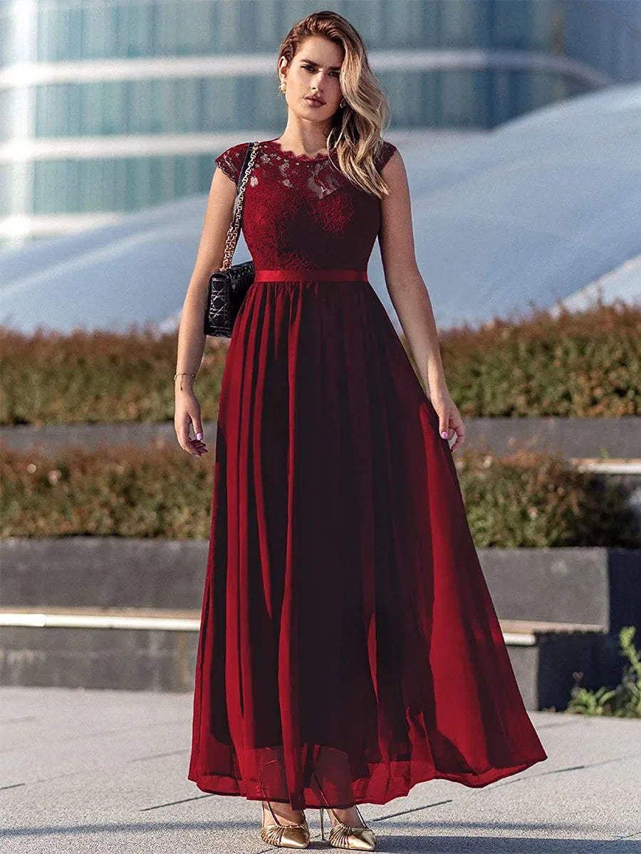 Sophisticated Graceful Stylish Refined Elegant Lace A-Line Mother of the Bride Dress