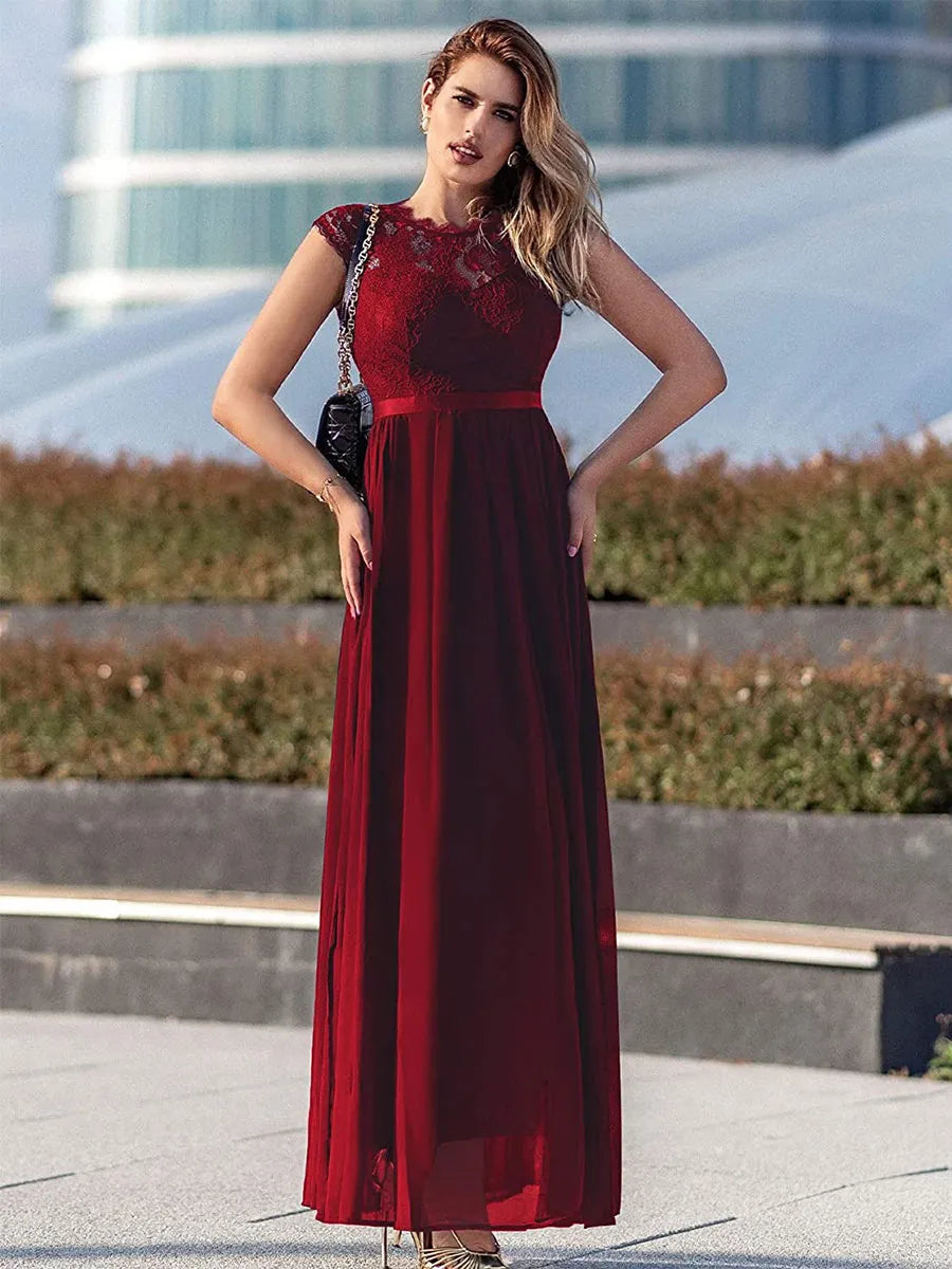 Sophisticated Graceful Stylish Refined Elegant Lace A-Line Mother of the Bride Dress