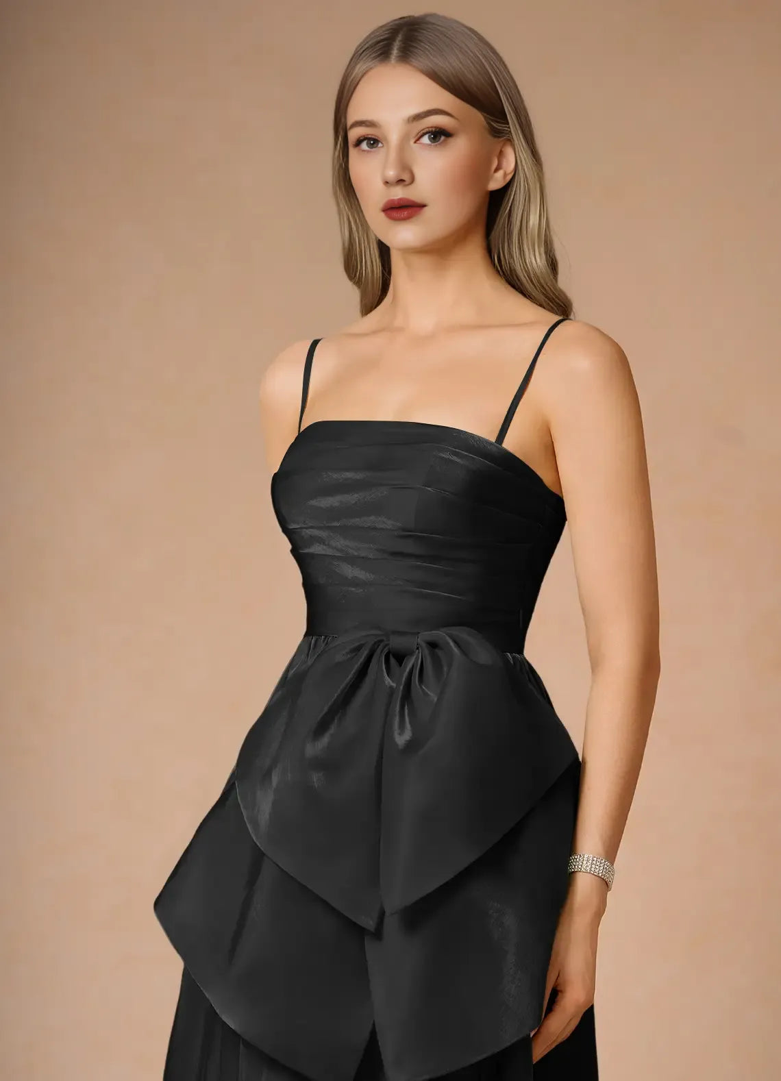 Special Occasion Sophisticated Graceful Stylish Elegant Black Satin A-Line Strapless Sleeveless Prom Dress
