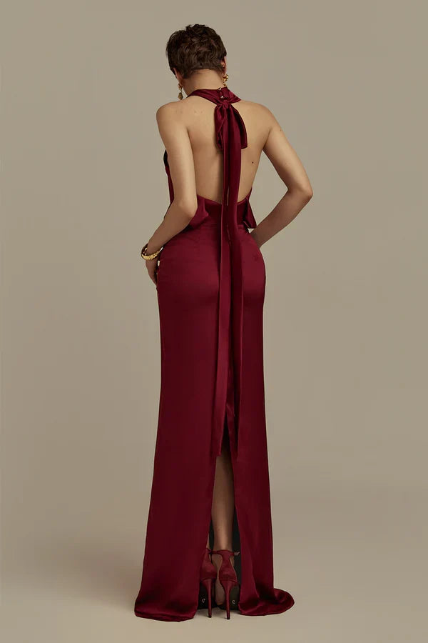 Beautiful Timeless Special Occasion Sophisticated Elegant Satin Scoop Neck Sleeveless Prom Dress