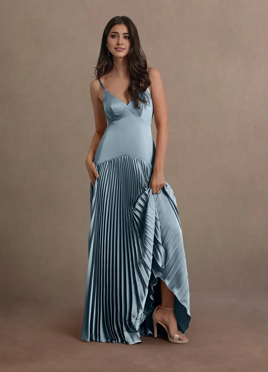 Special Occasion Sophisticated Graceful Stylish Elegant Blue Satin A-Line Sleeveless Prom Dress