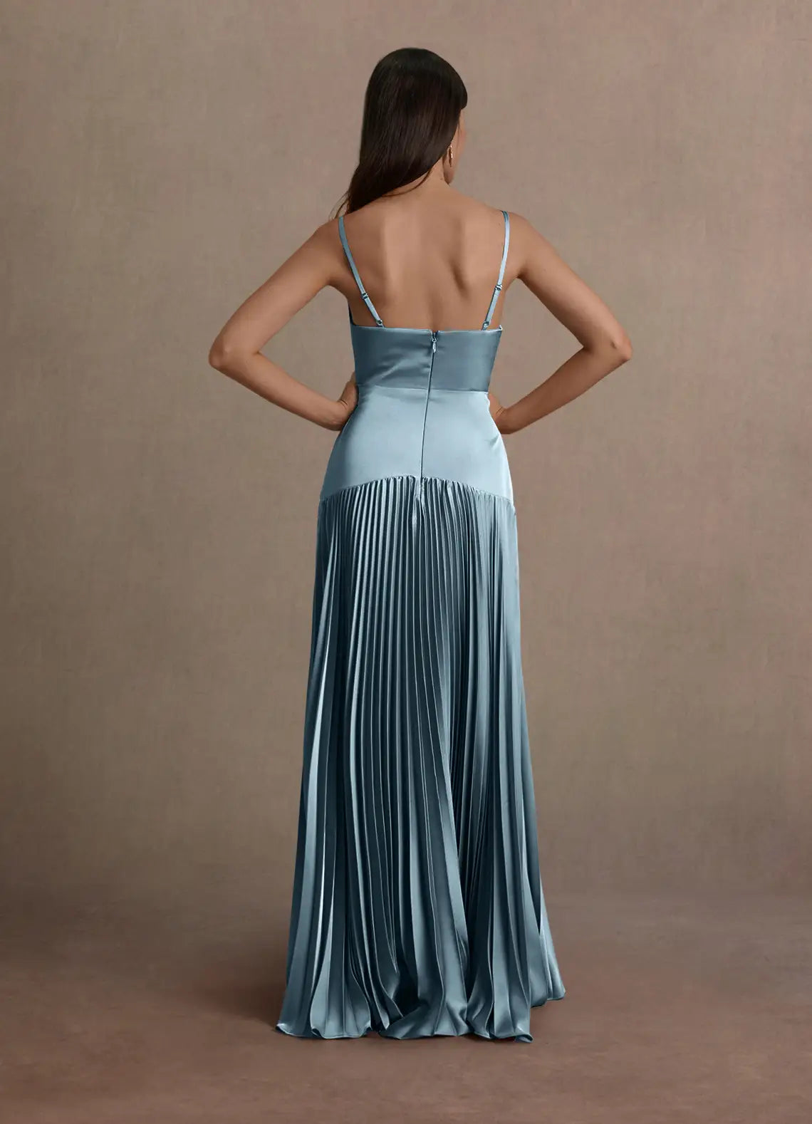 Special Occasion Sophisticated Graceful Stylish Elegant Blue Satin A-Line Sleeveless Prom Dress