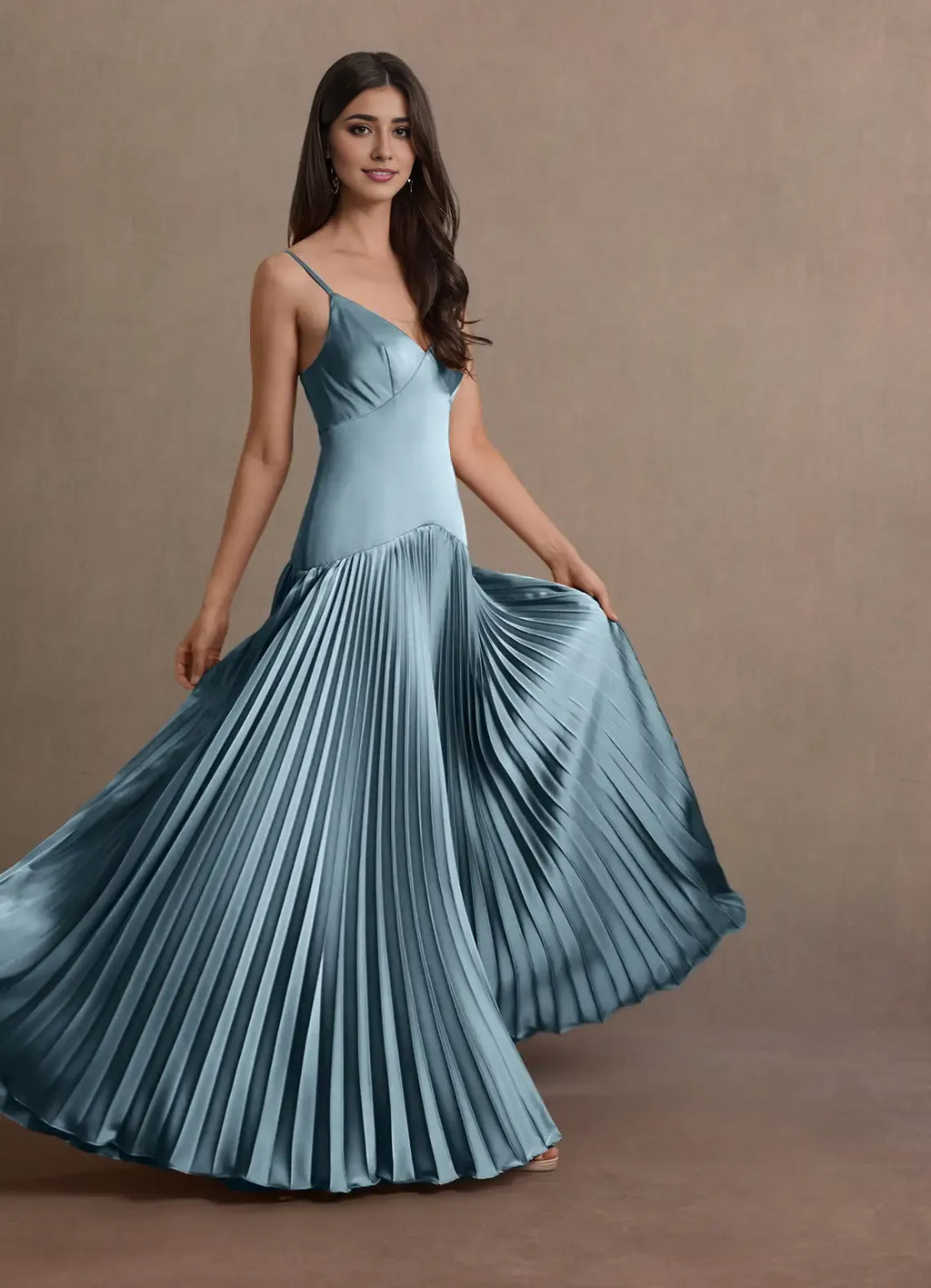 Special Occasion Sophisticated Graceful Stylish Elegant Blue Satin A-Line Sleeveless Prom Dress