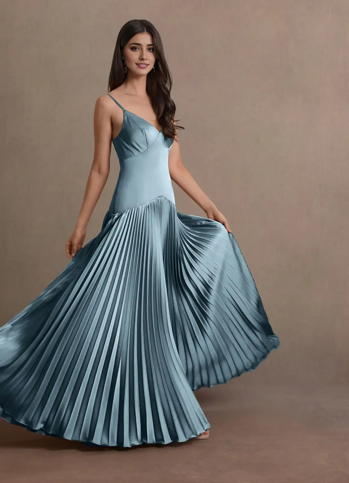 Special Occasion Sophisticated Graceful Stylish Elegant Blue Satin A-Line Sleeveless Prom Dress