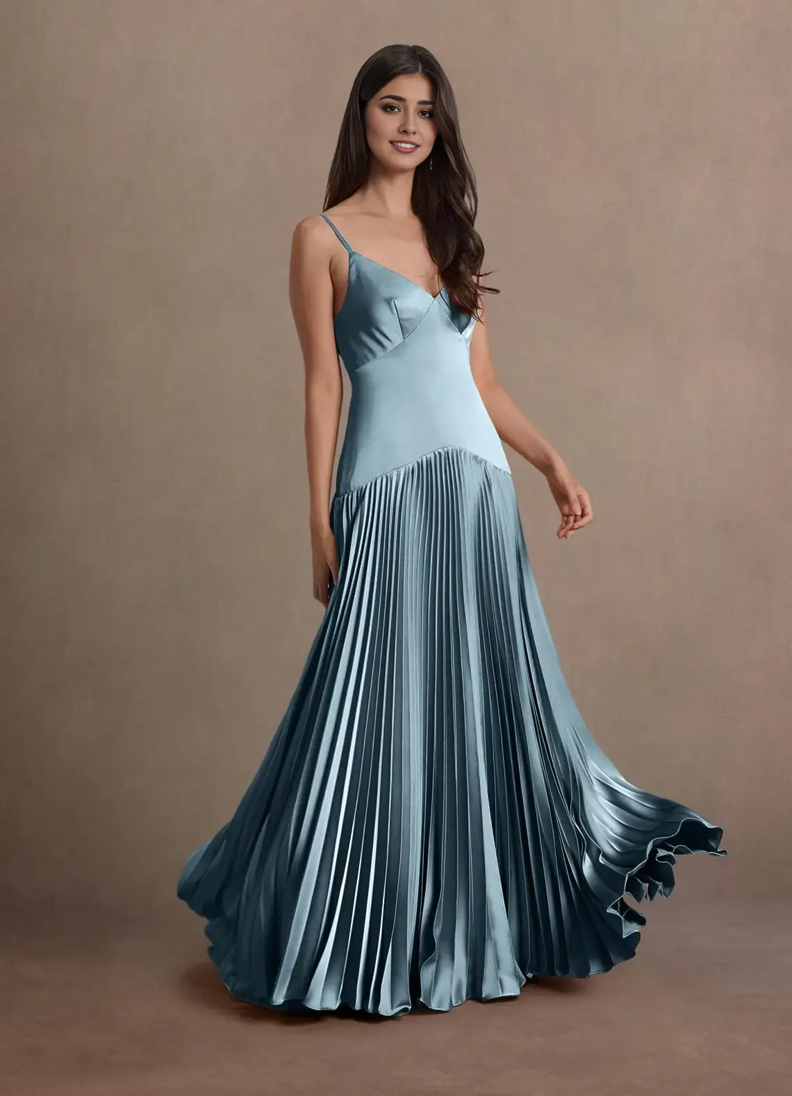 Special Occasion Sophisticated Graceful Stylish Elegant Blue Satin A-Line Sleeveless Prom Dress