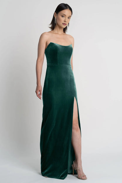 Stylish Refined Beautiful Timeless Chic Elegant Sheath Strapless Sleeveless Floor-Length Bridesmaid Dress