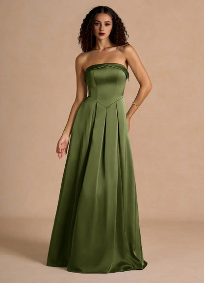 Sophisticated Graceful Stylish Refined Beautiful Timeless Elegant Satin A-Line Off-The-Shoulder Prom Dress