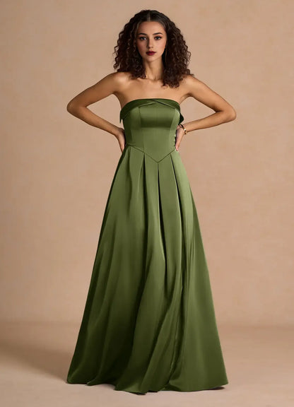Sophisticated Graceful Stylish Refined Beautiful Timeless Elegant Satin A-Line Off-The-Shoulder Prom Dress