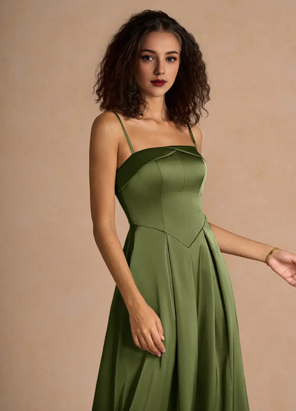 Sophisticated Graceful Stylish Refined Beautiful Timeless Elegant Satin A-Line Off-The-Shoulder Prom Dress
