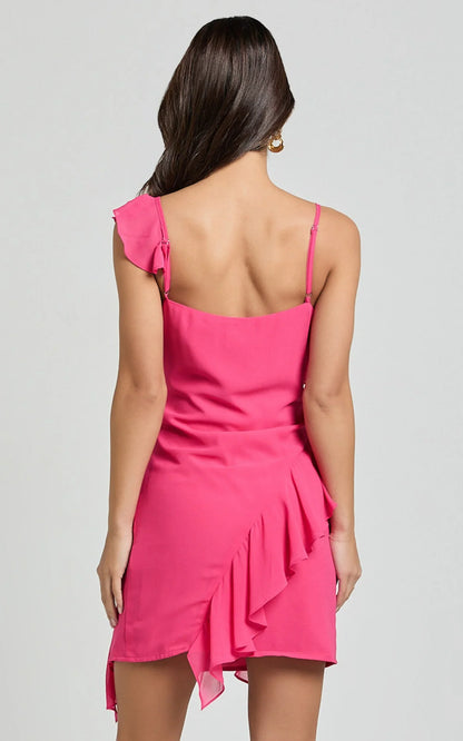 Timeless Special Occasion Elegant Hot Pink Sheath Spaghetti Strap Mini Homecoming Dress