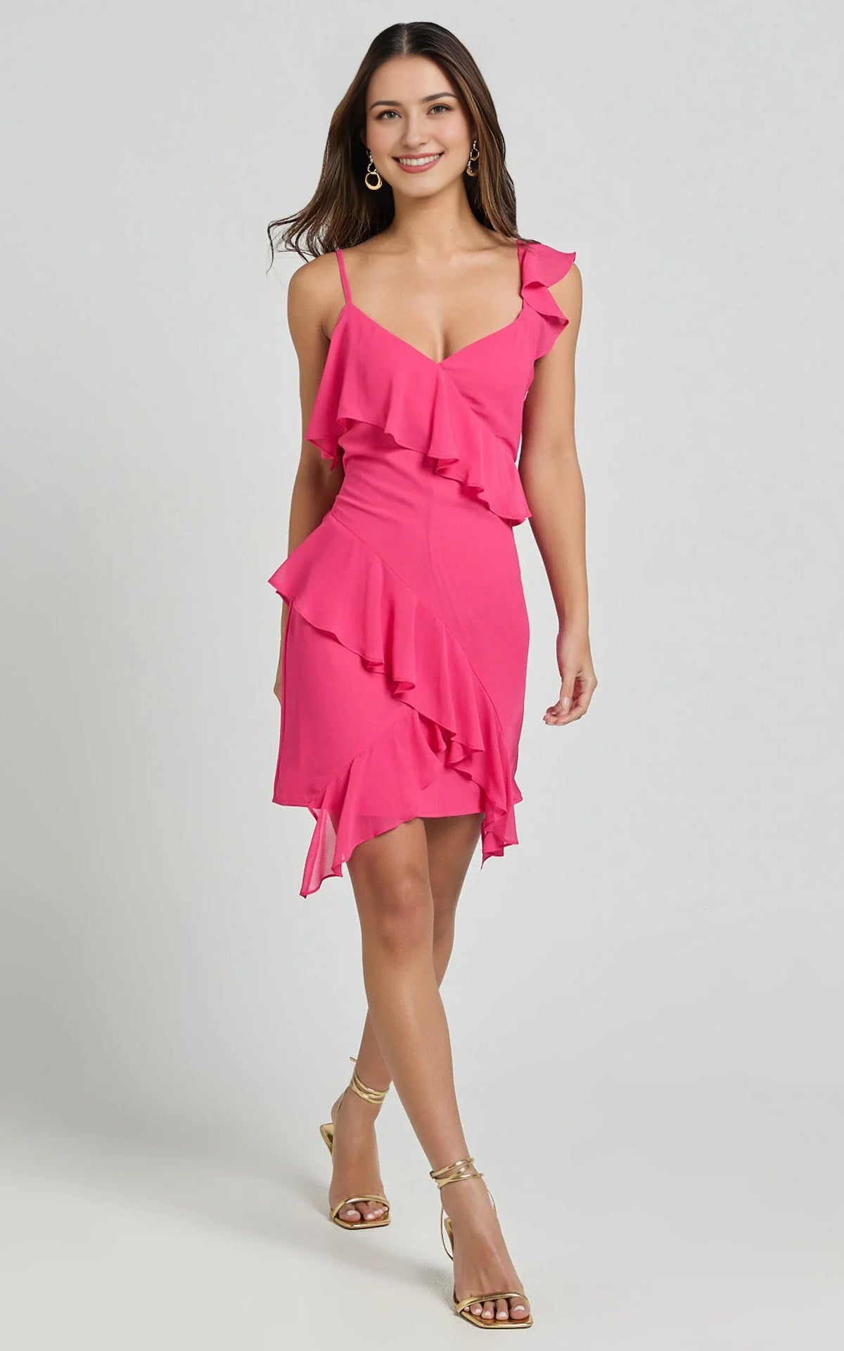 Timeless Special Occasion Elegant Hot Pink Sheath Spaghetti Strap Mini Homecoming Dress