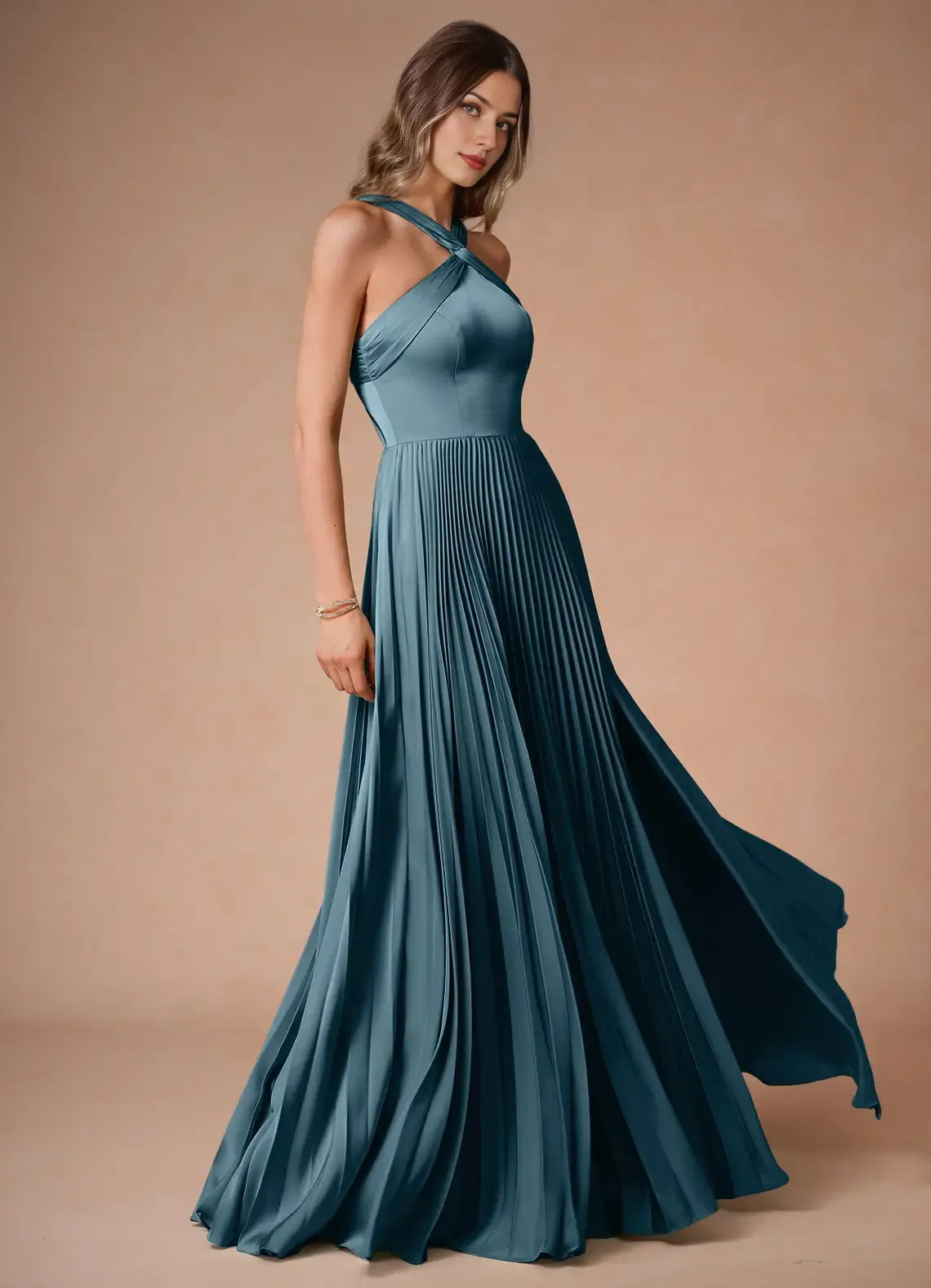 Beautiful Timeless Special Occasion Sophisticated Graceful Elegant Satin A-Line Halter Prom Dress