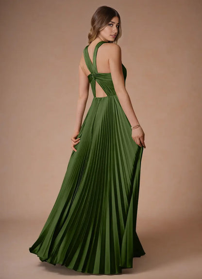 Beautiful Timeless Special Occasion Sophisticated Graceful Elegant Satin A-Line Halter Prom Dress