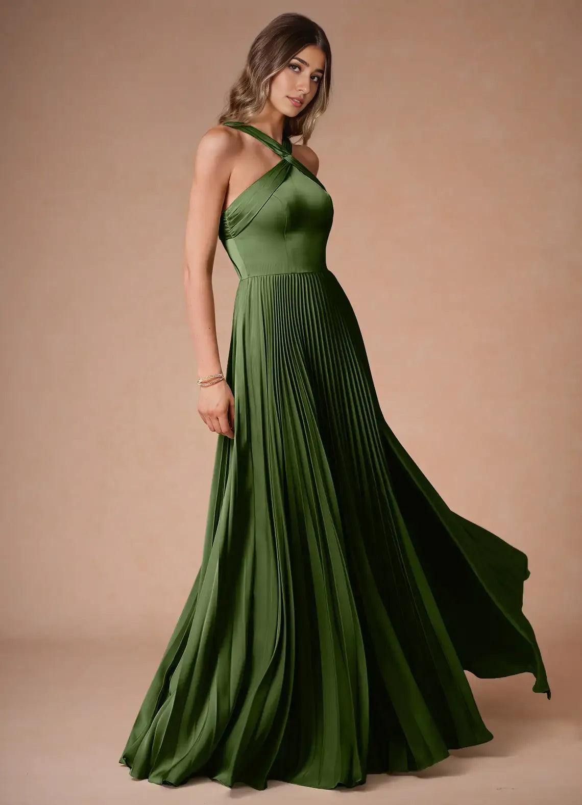 Beautiful Timeless Special Occasion Sophisticated Graceful Elegant Satin A-Line Halter Prom Dress
