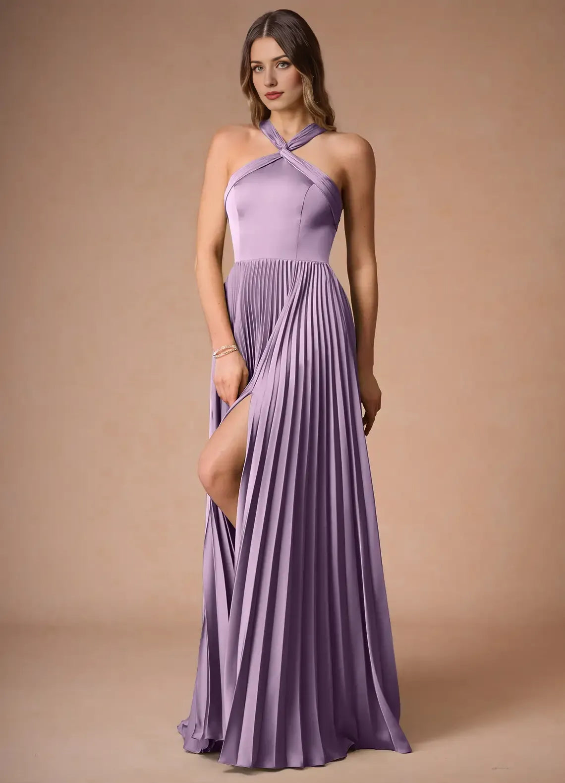 Beautiful Timeless Special Occasion Sophisticated Graceful Elegant Satin A-Line Halter Prom Dress