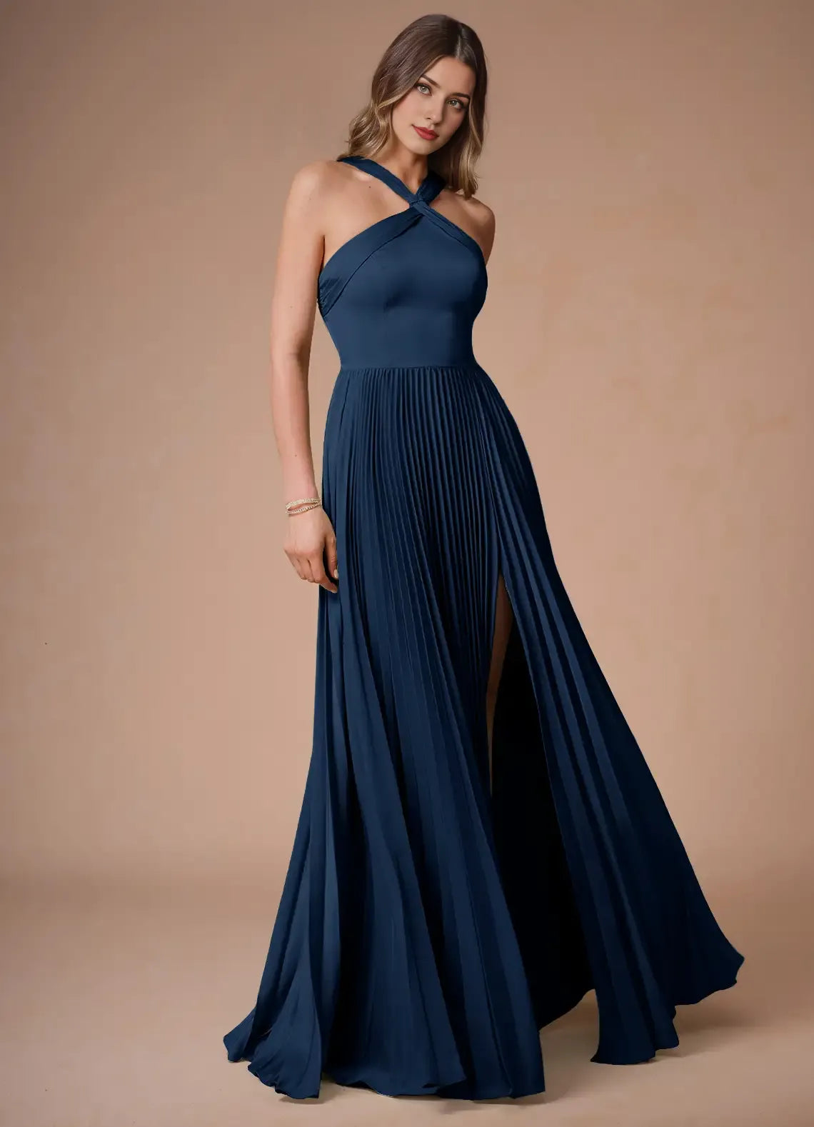 Beautiful Timeless Special Occasion Sophisticated Graceful Elegant Satin A-Line Halter Prom Dress