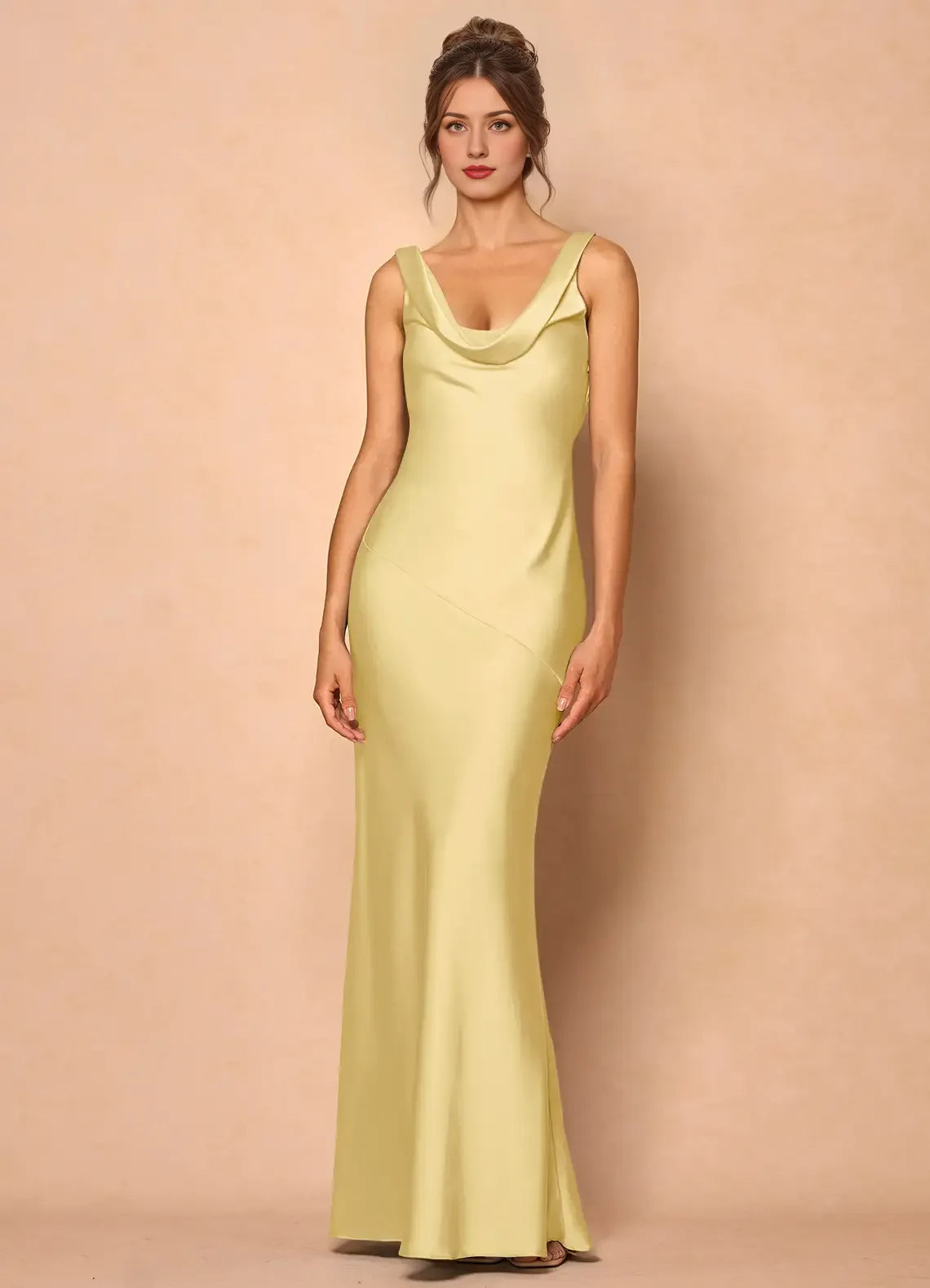Refined Beautiful Timeless Special Occasion Elegant Satin Mermaid Cowl Sleeveless Prom Dress
