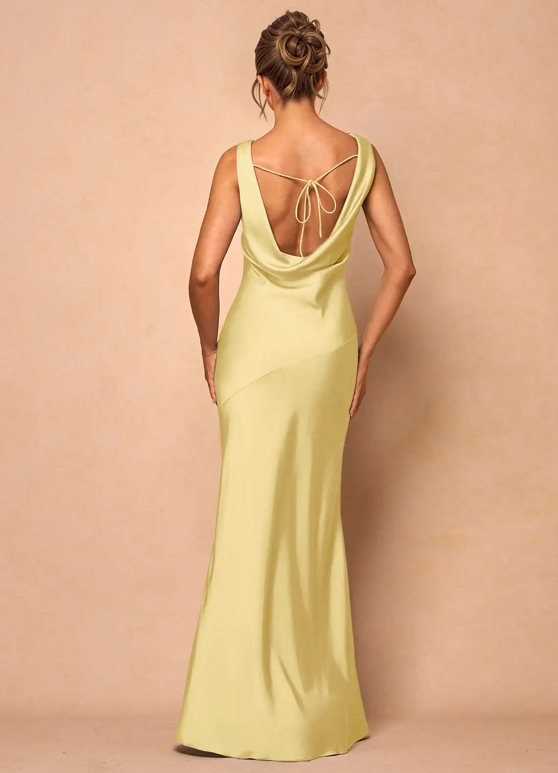 Refined Beautiful Timeless Special Occasion Elegant Satin Mermaid Cowl Sleeveless Prom Dress