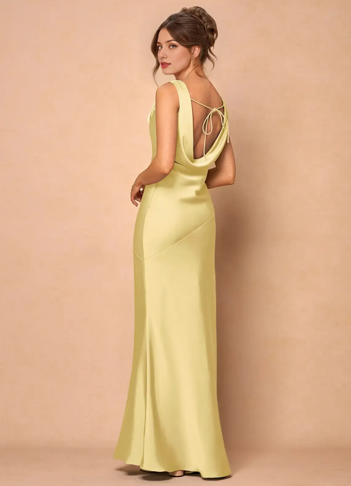 Refined Beautiful Timeless Special Occasion Elegant Satin Mermaid Cowl Sleeveless Prom Dress